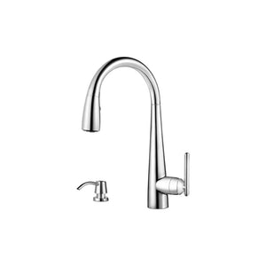 Lita Single-Handle Pull-Down Kitchen Faucet with Soap Dispenser in Polished Chrome