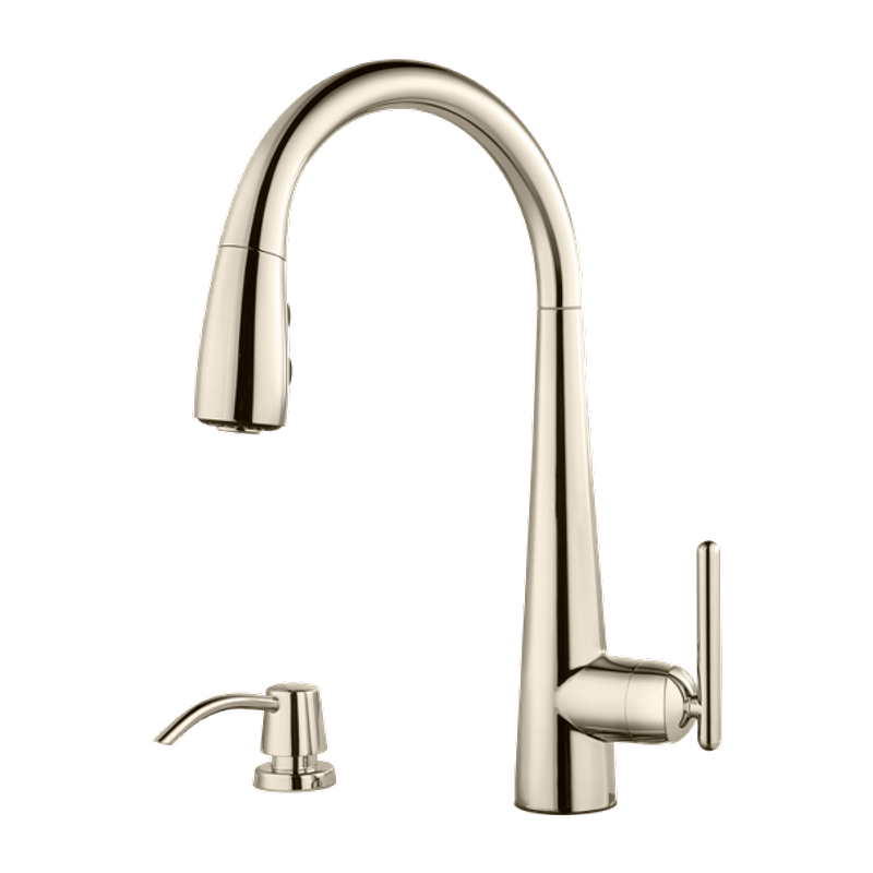 Lita Single-Handle Pull-Down Kitchen Faucet with Soap Dispenser in Polished Nickel