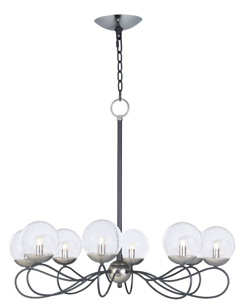 Reverb 31' x 26' Textured Black / Polished Nickel Chandelier with 8 Lights - (2700 Color Temperature)