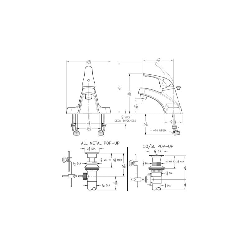 Pfirst Single-Handle Bathroom Faucet in Polished Chrome - with 50/50 Pop-Up Drain Assembly