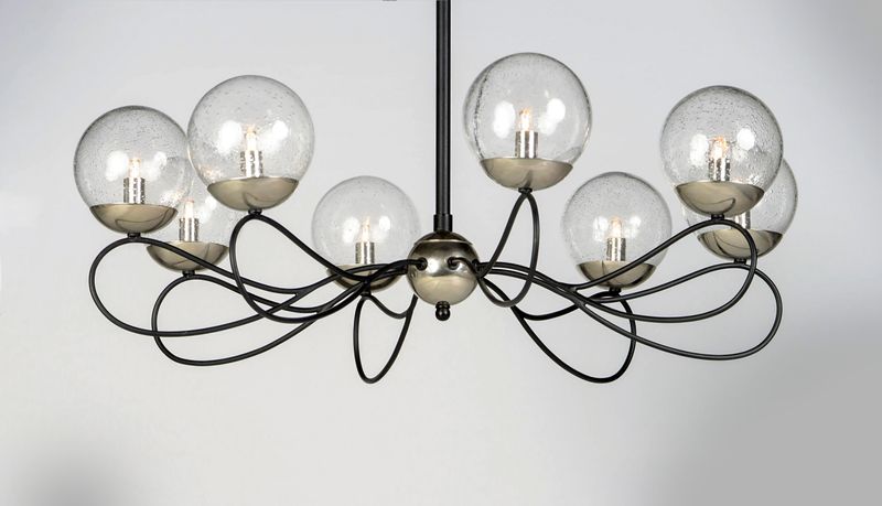 Reverb 31' 8 Light Chandelier in Textured Black and Polished Nickel