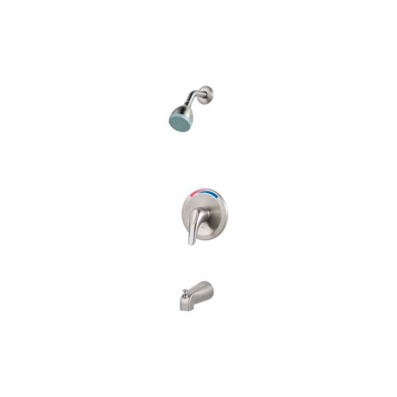 Pfirst Single-Handle Tub & Shower Faucet with Bell Showerhead in Brushed Nickel