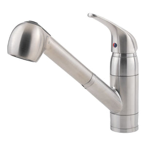 Pfirst Single-Handle Pull-Out Kitchen Faucet in Stainless Steel