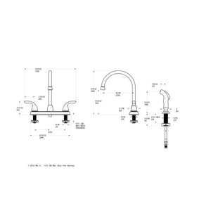 Pfirst Two-Handle Kitchen Faucet with Side Spray in Stainless Steel