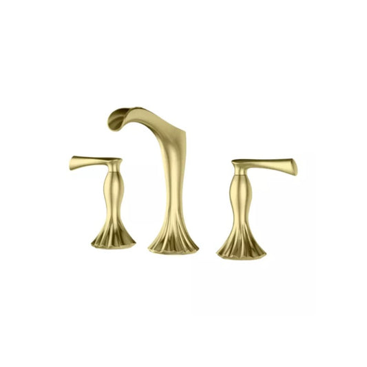 Rhen Widespread Two-Handle Bathroom Faucet in Brushed Gold