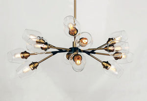 Savvy 46.25' 12 Light Chandelier in Antique Brass and Black