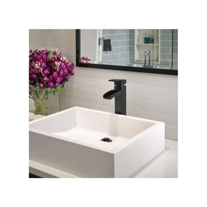 Kenzo Vessel Single-Handle Waterfall Bathroom Faucet in Matte Black