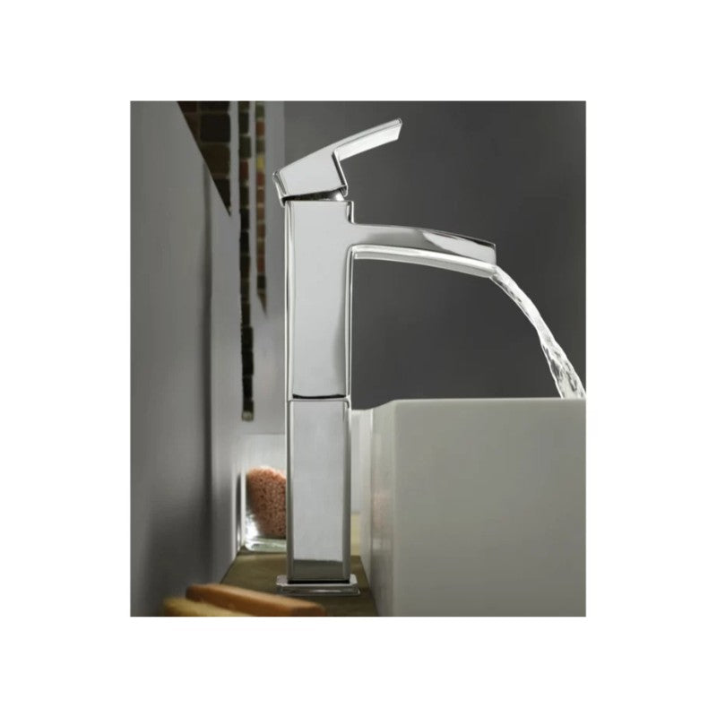 Kenzo Vessel Single-Handle Waterfall Bathroom Faucet in Polished Chrome