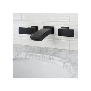 Kenzo Wall Mount Two-Handle Ribbon Bathroom Faucet in Matte Black