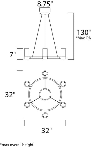 Silo 32' x 7' Single-Tier Chandelier with 8 Lights (with G9 LED bulb)