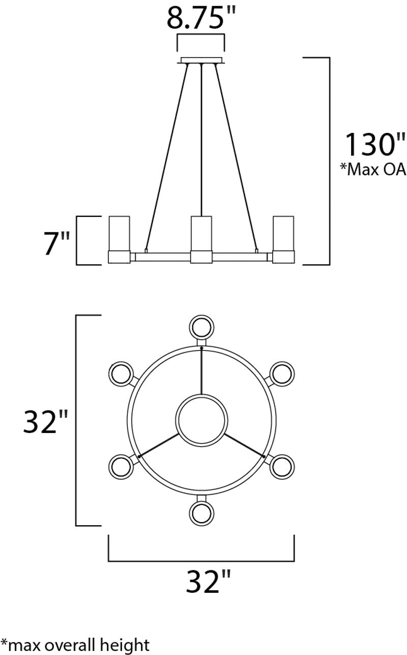 Silo 32' x 7' Single-Tier Chandelier with 8 Lights (with G9 LED bulb)