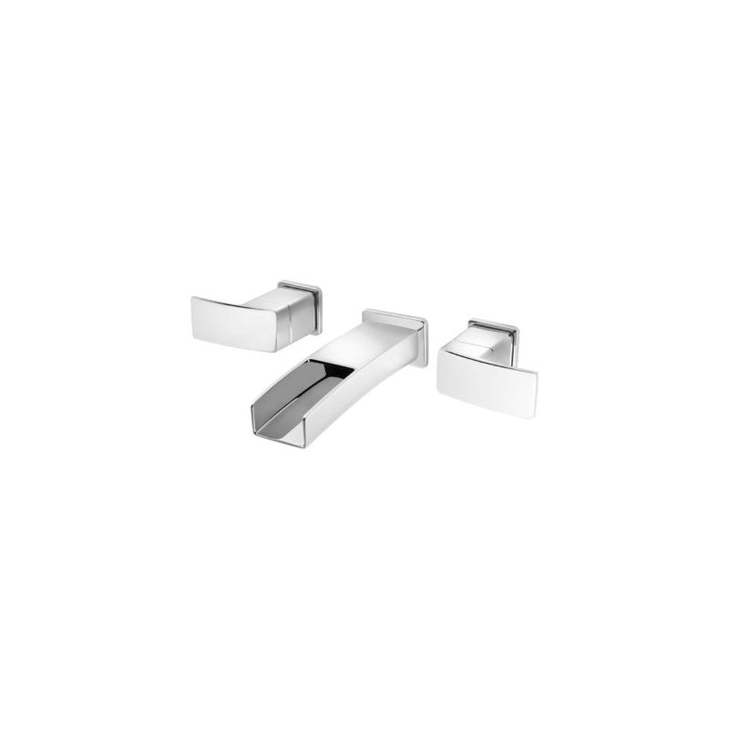 Kenzo Wall Mount Two-Handle Waterfall Bathroom Faucet in Polished Chrome
