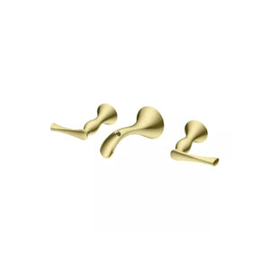 Rhen Wall Mount Two-Handle Bathroom Faucet in Brushed Gold