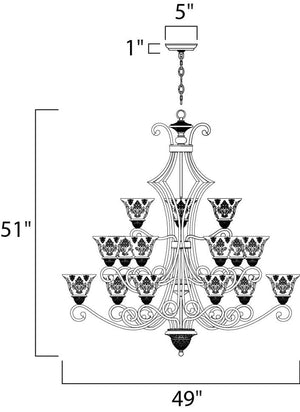 Symphony 49' 15 Light Multi-Tier Chandelier in Oil Rubbed Bronze