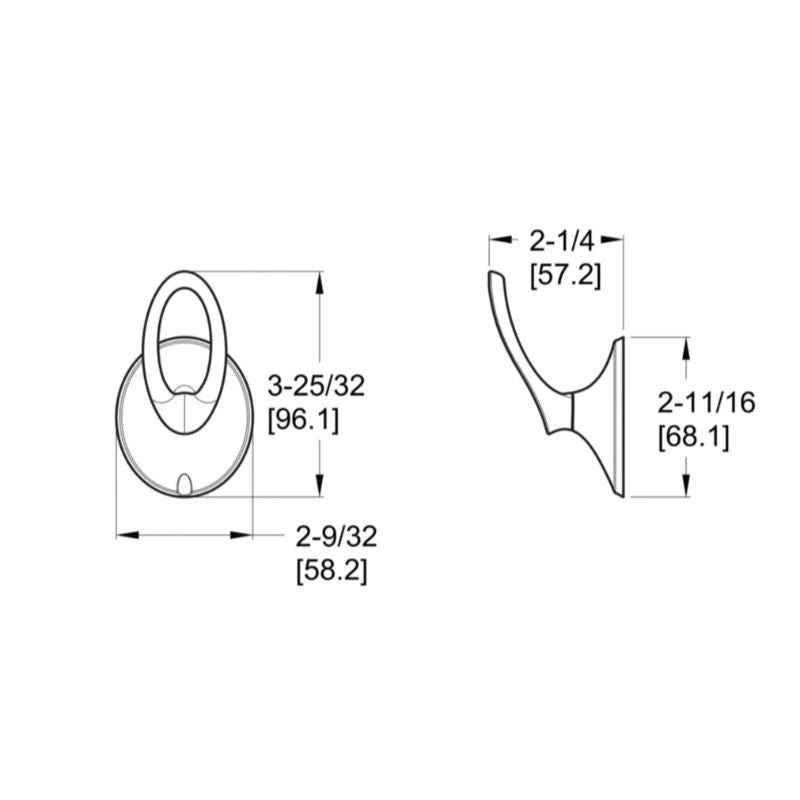 Rhen 2.28' Flat Oval Robe Hook in Brushed Gold