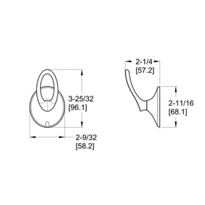 Rhen 2.28' Flat Oval Robe Hook in Polished Chrome
