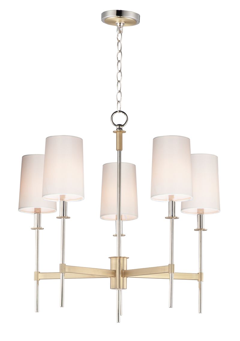 Uptown 26' 5 Light Chandelier in Satin Brass and Polished Nickel