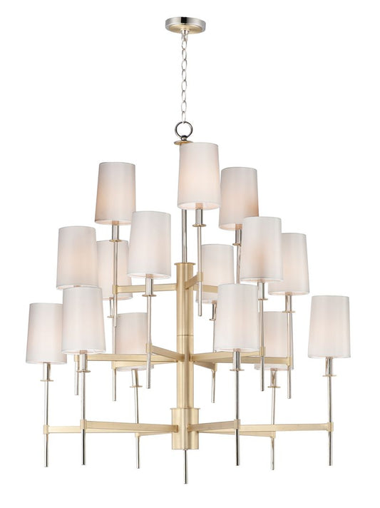 Uptown 38.5" 15 Light Chandelier in Satin Brass and Polished Nickel