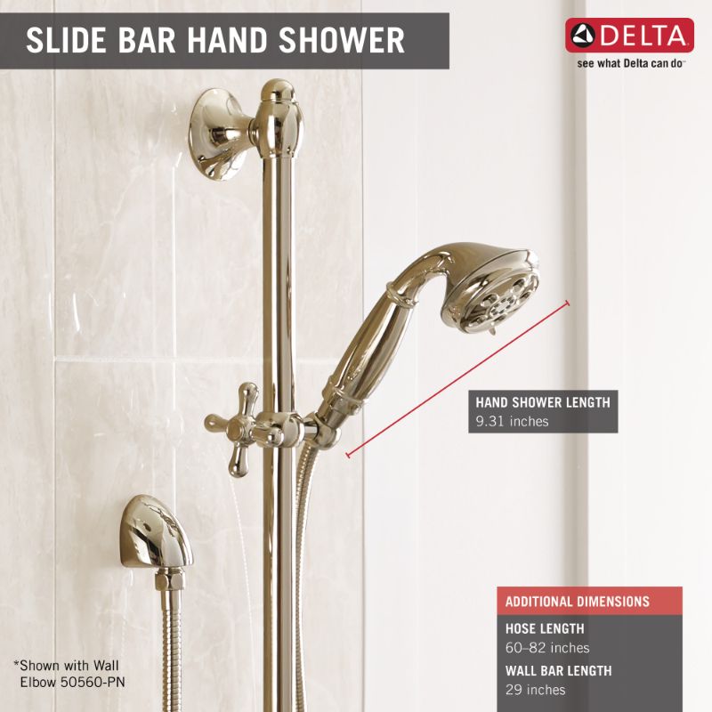 Universal Showering Components Hand Shower in Polished Nickel with Slide Bar
