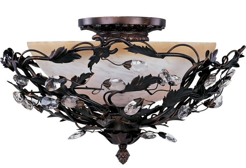 Elegante 16.5' 3 Light Semi-Flush Mount in Oil Rubbed Bronze