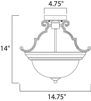 Essentials - 584x 14.75' 2 Light Semi-Flush Mount in Oil Rubbed Bronze with Wilshire Glass Finish