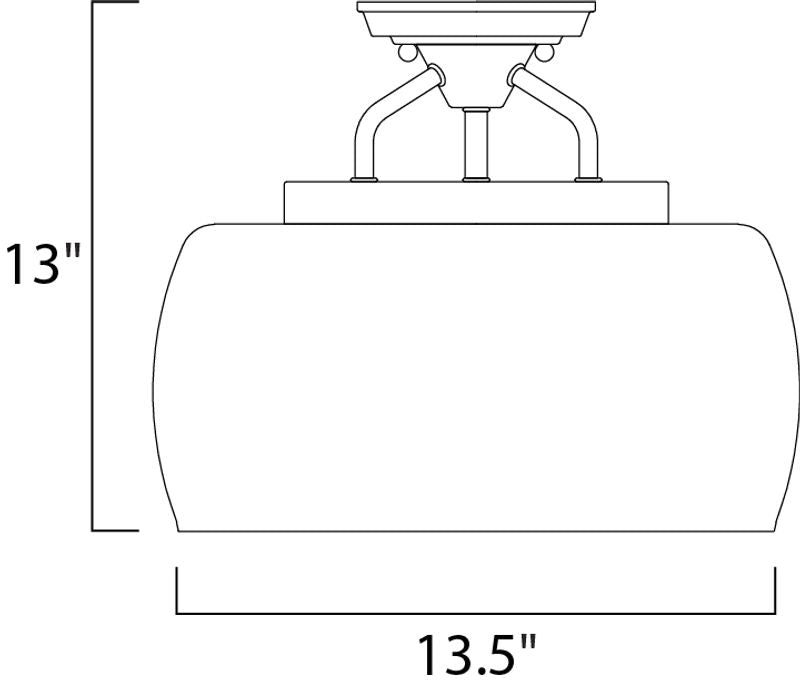 Goblet 13.5' 3 Light Semi-Flush Mount in Black and Satin Nickel