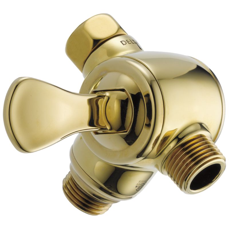 Universal Showering Shower Arm Diverter in Polished Brass
