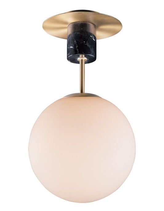 Vesper 9.75" Single Light Semi-Flush Mount in Satin Brass and Black