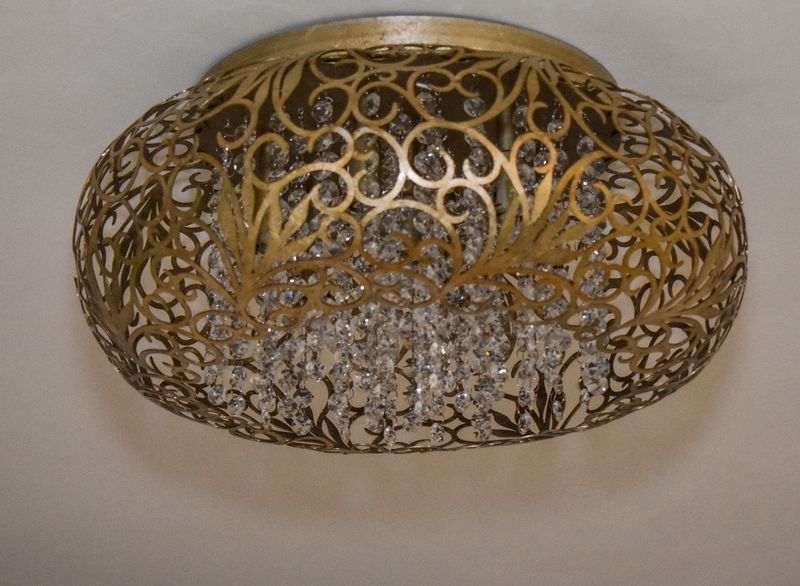 Arabesque 7 Light Flush Mount in Golden Silver