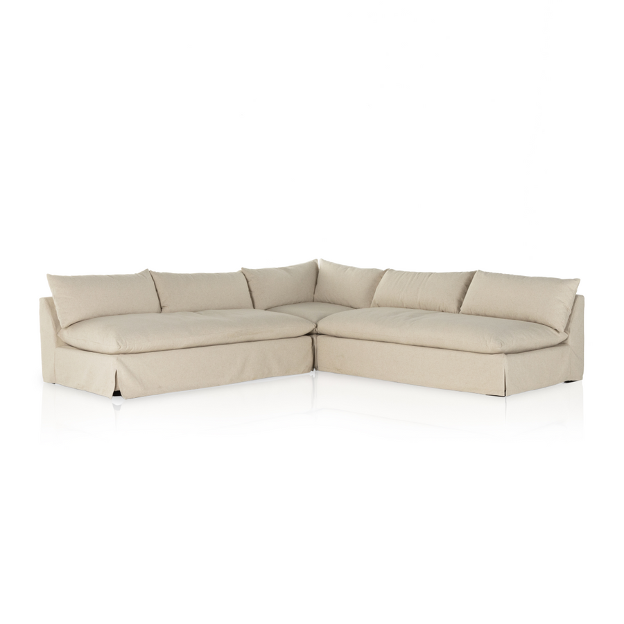 Atelier Grant Slipcover 3 Piece Sectional - 114' - Natural