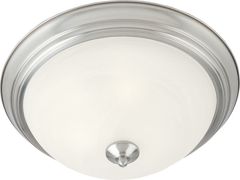 Essentials - 584x 11.5' Single Light Flush Mount in Satin Nickel with Marble Glass Finish