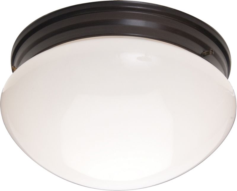 Essentials - 588x 9' 2 Light Flush Mount in Oil Rubbed Bronze with White Glass Finish
