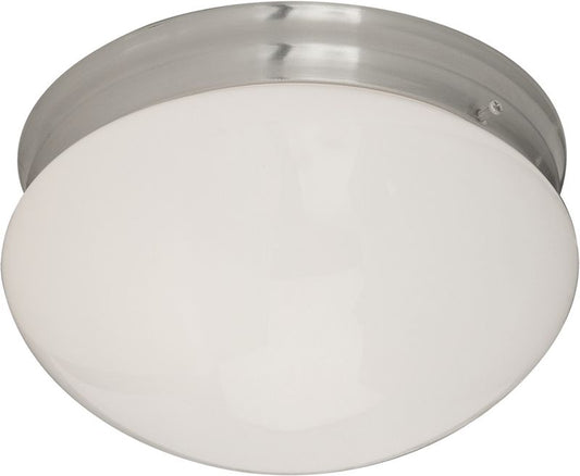 Essentials - 588x 9" 2 Light Flush Mount in Satin Nickel with White Glass Finish