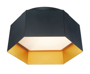 Honeycomb 16' Single Light Flush Mount in Black and Gold