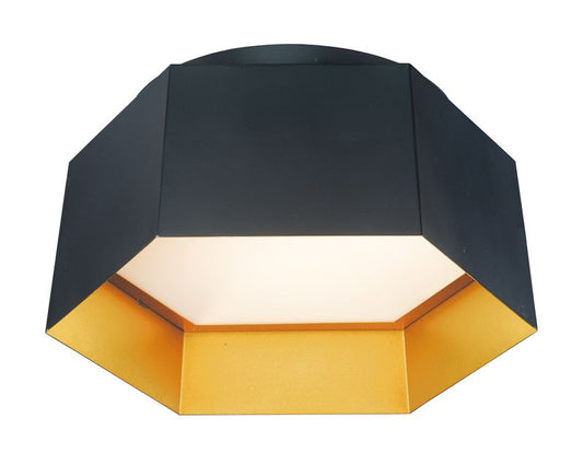 Honeycomb 16" Single Light Flush Mount in Black and Gold