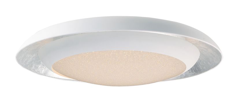 Iris 29.5' Single Light Flush Mount in Silver Leaf and White