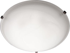 Malaga 16' 3 Light Flush Mount in Oil Rubbed Bronze with Marble Glass Finish
