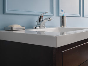 Foundations Centerset Single Lever Handle Bathroom Faucet in Chrome with Pop-Up Drain Assembly