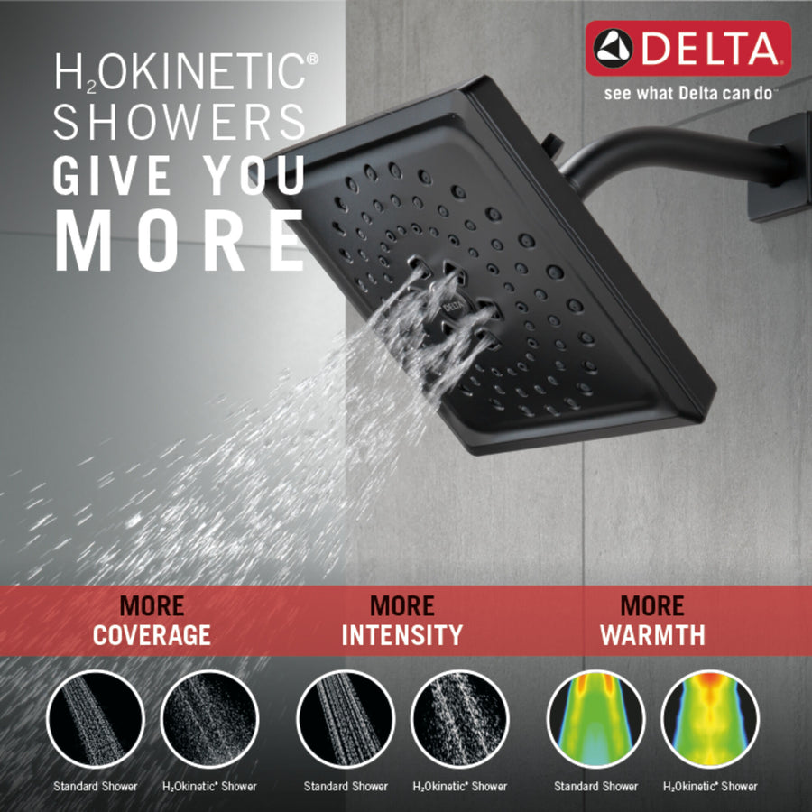 Universal Showering Components Square Showerhead in Matte Black - 3 Spray Settings