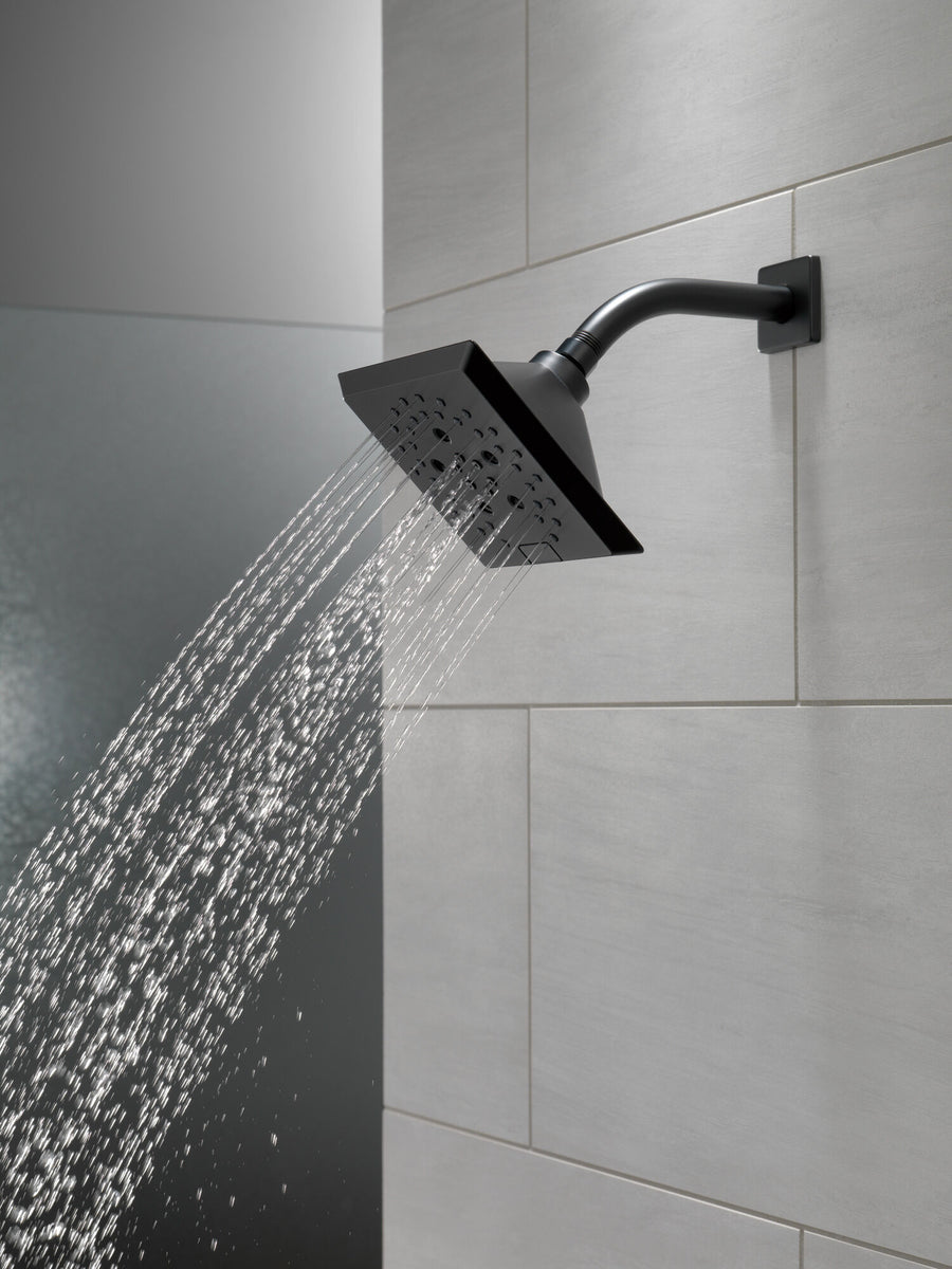 Universal Showering Components Square 1.75 gpm Showerhead in Matte Black - 5 Spray Settings