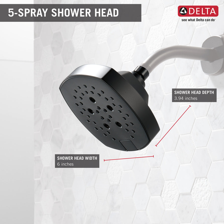 Universal Showering Components 1.75 gpm Showerhead in Matte Black - 5 Spray Settings