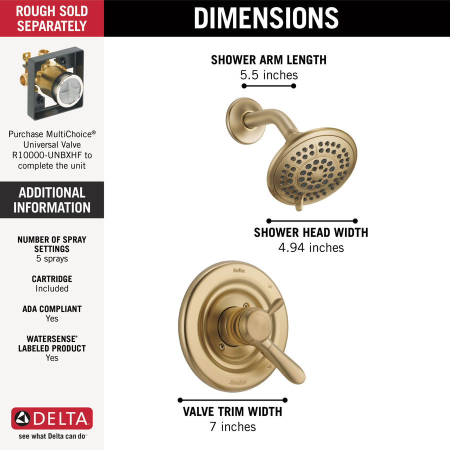 Lahara Single-Handle Shower Only in Champagne Bronze with Volume & Temperature Control