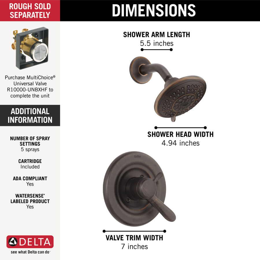Lahara Single-Handle Shower Only in Venetian Bronze with Volume & Temperature Control