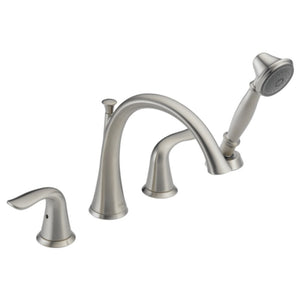 Lahara Two-Handle Roman Tub Faucet in Stainless with Hand Shower