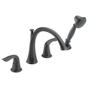 Lahara Two-Handle Roman Tub Faucet in Venetian Bronze With Hand Shower