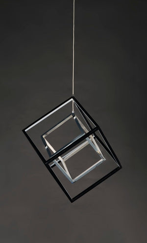 4 Square 20.5' Single Light Pendant in Black and Polished Chrome