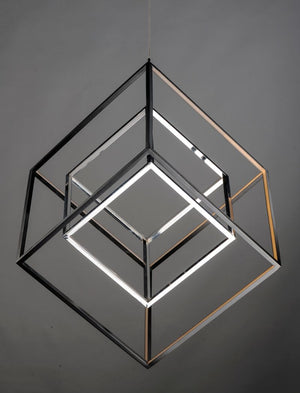 4 Square 30.5' Single Light Pendant in Black and Polished Chrome