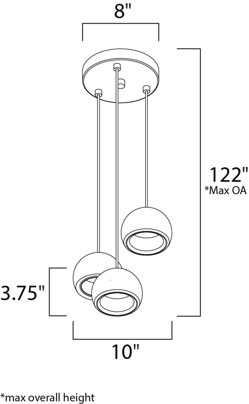 Alumilux Suspension 10' 3 Light Multi-Light Pendant in White