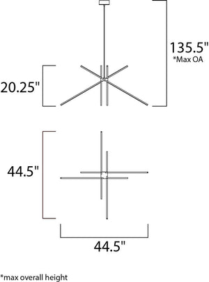 Alumilux Suspension 44.5' 4 Light Multi-Light Pendant in White