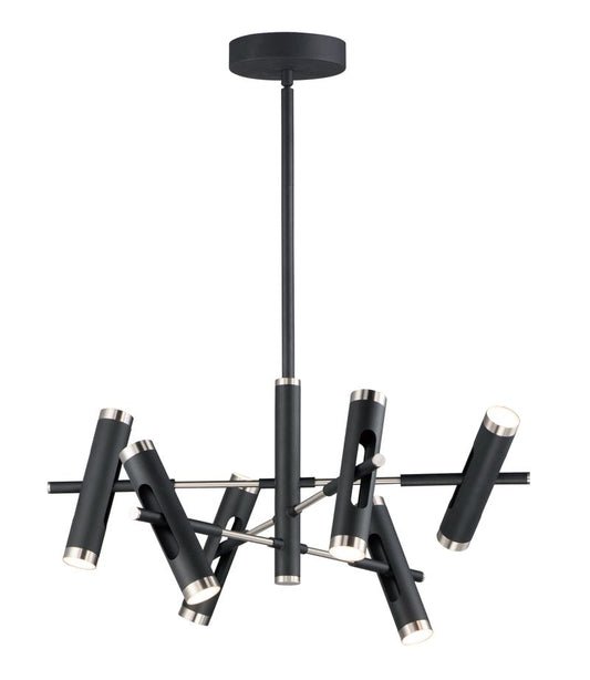 Ambit 32.25" 12 Light Multi-Light Pendant in Black and Satin Nickel